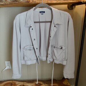 Splendid Button Up Cinched Waist Cropped Bomber Shirt (Size M)